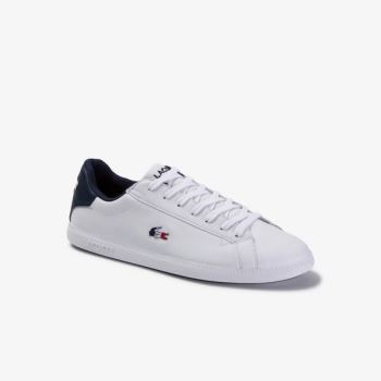 Lacoste Graduate Tricolore Leather and Synthetic Sneakers Pánské - Tenisky Bílé / Béžový | CZ-ZfzADu